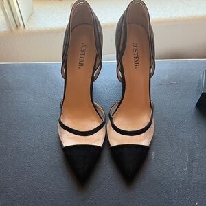 JustFab Elegant Black and Cream Heels